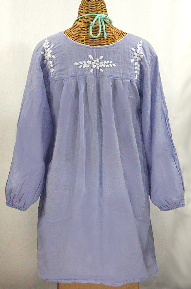 "La Mariposa Larga" Embroidered Mexican Dress - Periwinkle