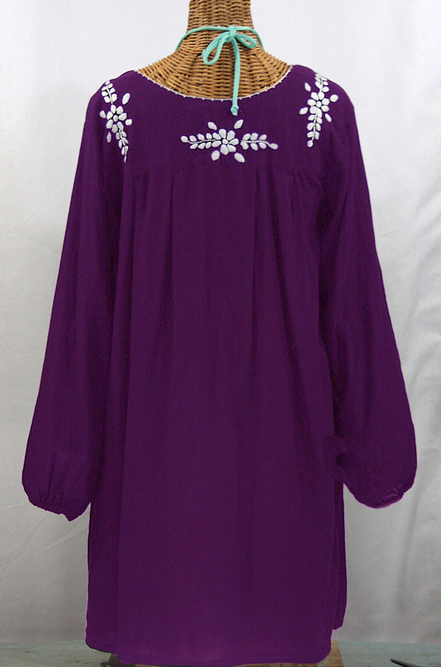 "La Mariposa" Embroidered Mexican Dress - Royal Purple