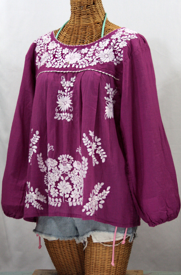 "La Mariposa Larga" Longsleeve Mexican Blouse - Fuschia