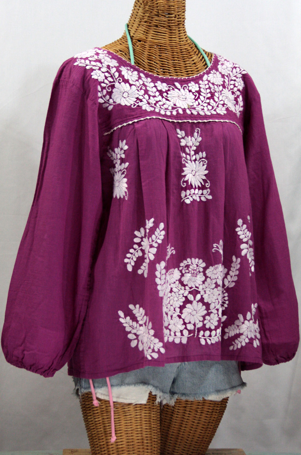 "La Mariposa Larga" Longsleeve Mexican Blouse - Fuschia