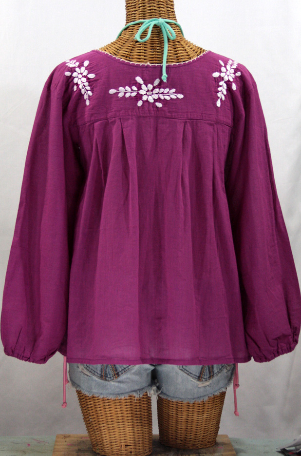 "La Mariposa Larga" Longsleeve Mexican Blouse - Fuschia