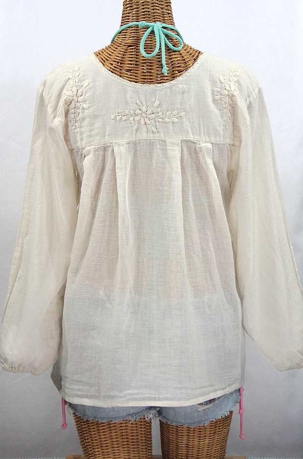 "La Mariposa Larga" Embroidered Mexican Blouse - All Off White