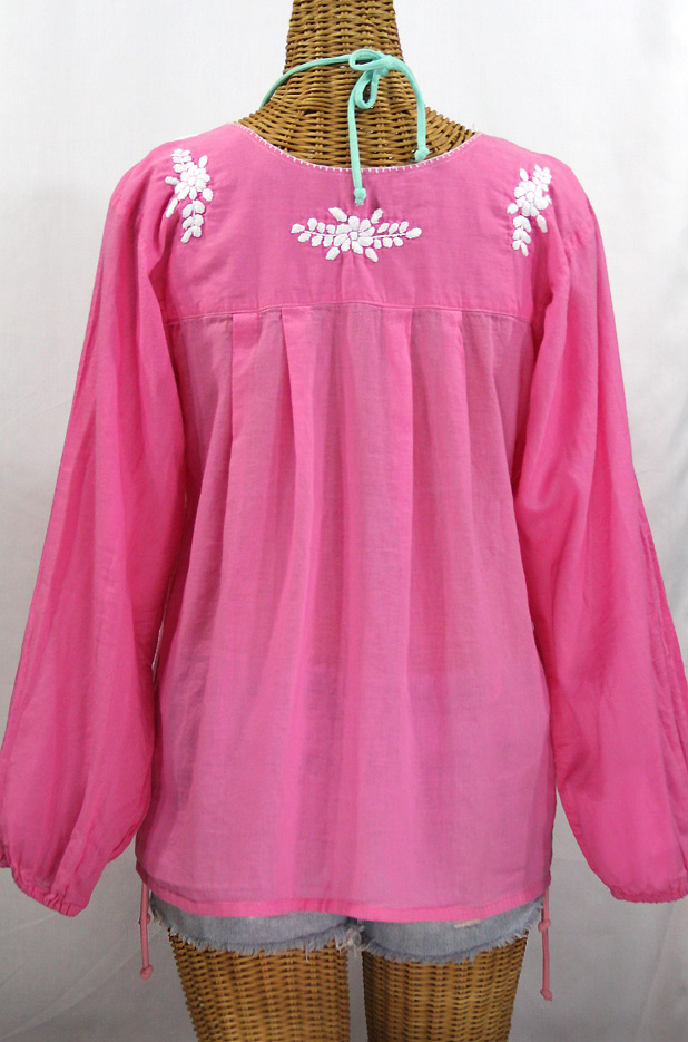 "La Mariposa Larga" Longsleeve Mexican Blouse - Bubblegum Pink