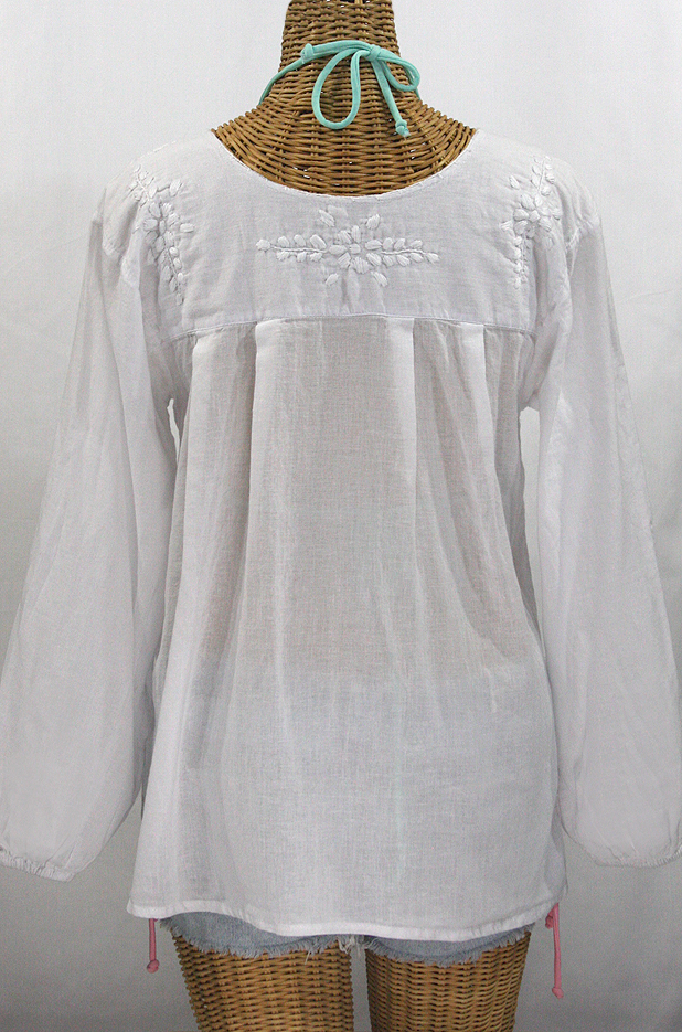 "La Mariposa Larga" Embroidered Mexican Blouse - All White