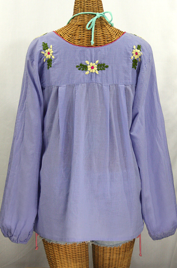 "La Mariposa Larga de Color" Longsleeve Mexican Blouse - Periwinkle