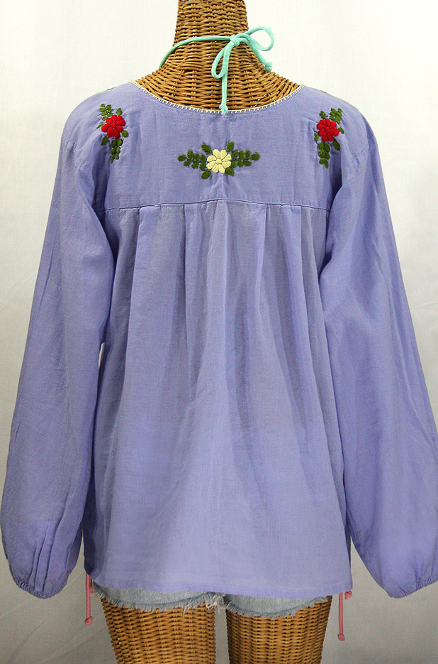 "La Mariposa Larga de Color" Longsleeve Mexican Blouse - Periwinkle + Bold