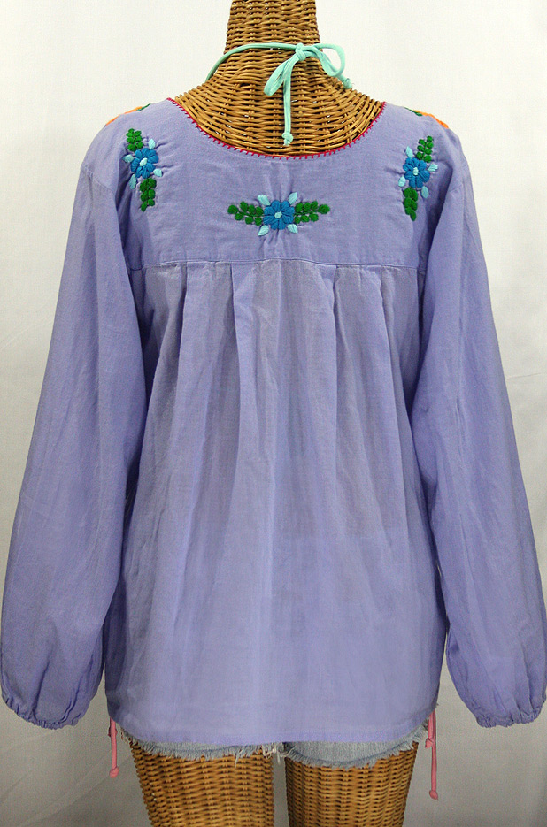 "La Mariposa Larga de Color" Longsleeve Mexican Blouse - Periwinkle + Fiesta