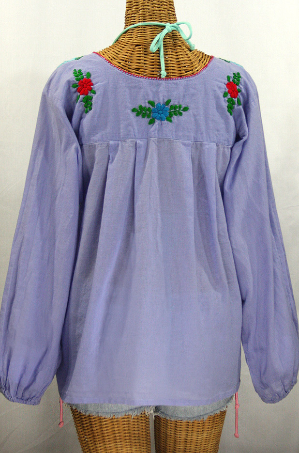 "La Mariposa Larga de Color" Longsleeve Mexican Blouse - Periwinkle + Bold Fiesta