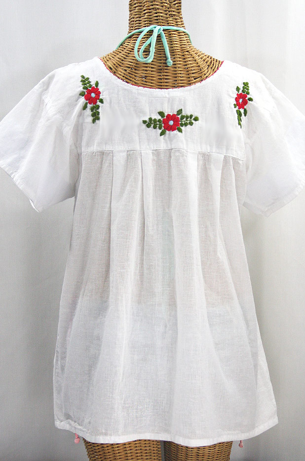 "La Mariposa Libre" Plus Size Mexican Peasant Blouse - White + Multi