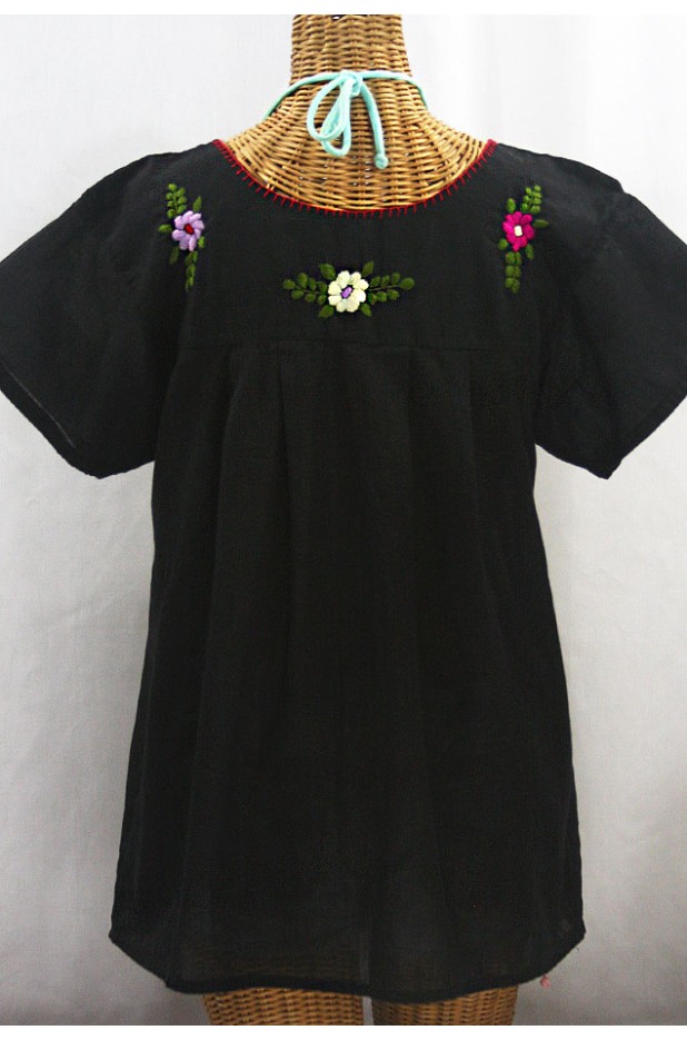 "La Mariposa Libre" Plus Size Mexican Peasant Blouse - Black + Multi