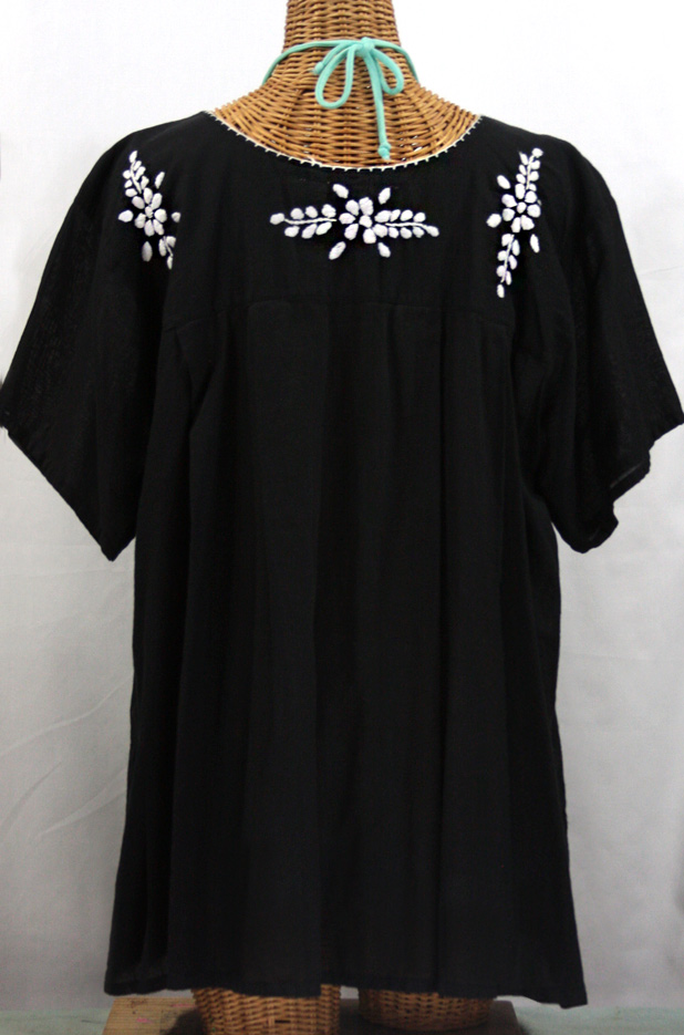 "La Mariposa Libre" Plus Size Mexican Peasant Blouse - Black