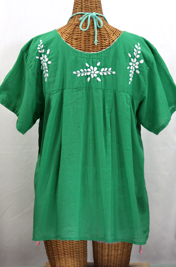 "La Mariposa Libre" Plus Size Mexican Blouse - Green