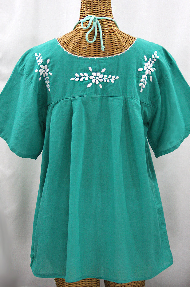 "La Mariposa Libre" Plus Size Mexican Peasant Blouse - Mint Green