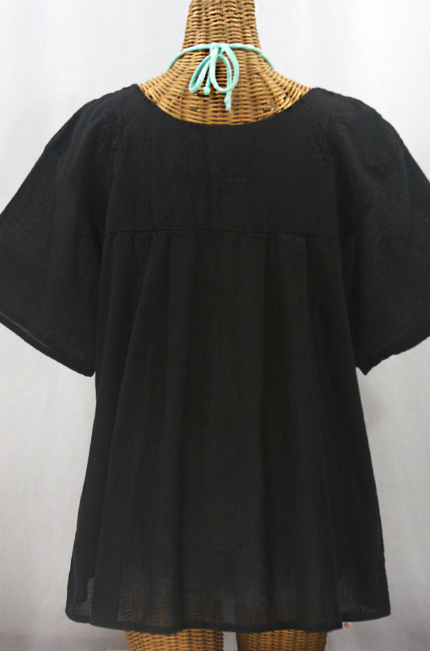 "La Mariposa Libre" Plus Size Mexican Peasant Blouse - All Black