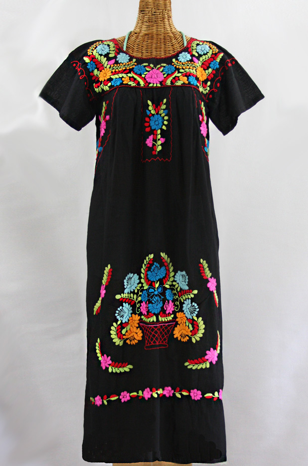 La Palma Embroidered Maxi Dress Black Multi