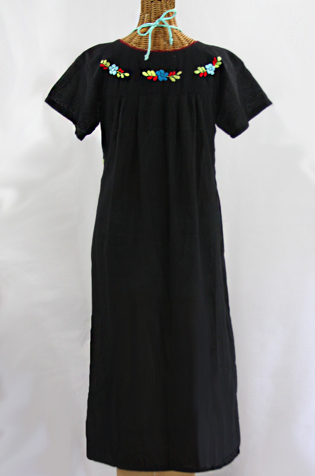 FINAL SALE -- "La Palma" Embroidered Maxi Dress - Black + Multi