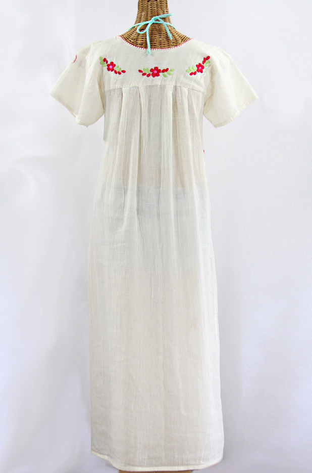 "La Palma" Embroidered Maxi Dress - Off White + Multi