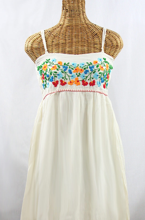 "La Mallorca" Embroidered Maxi Dress with Lining - Off White + Fiesta