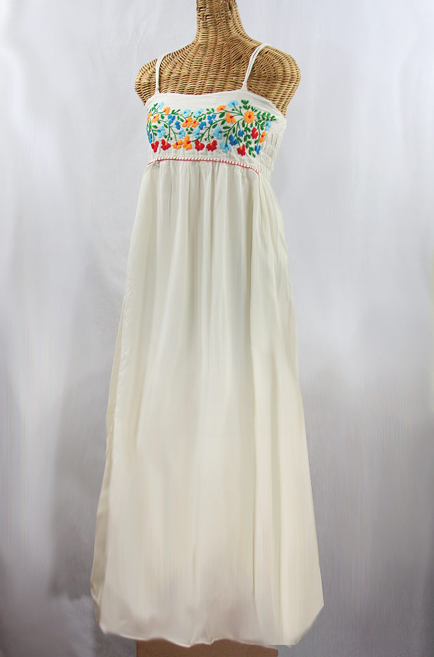 "La Mallorca" Embroidered Maxi Dress with Lining - Off White + Fiesta