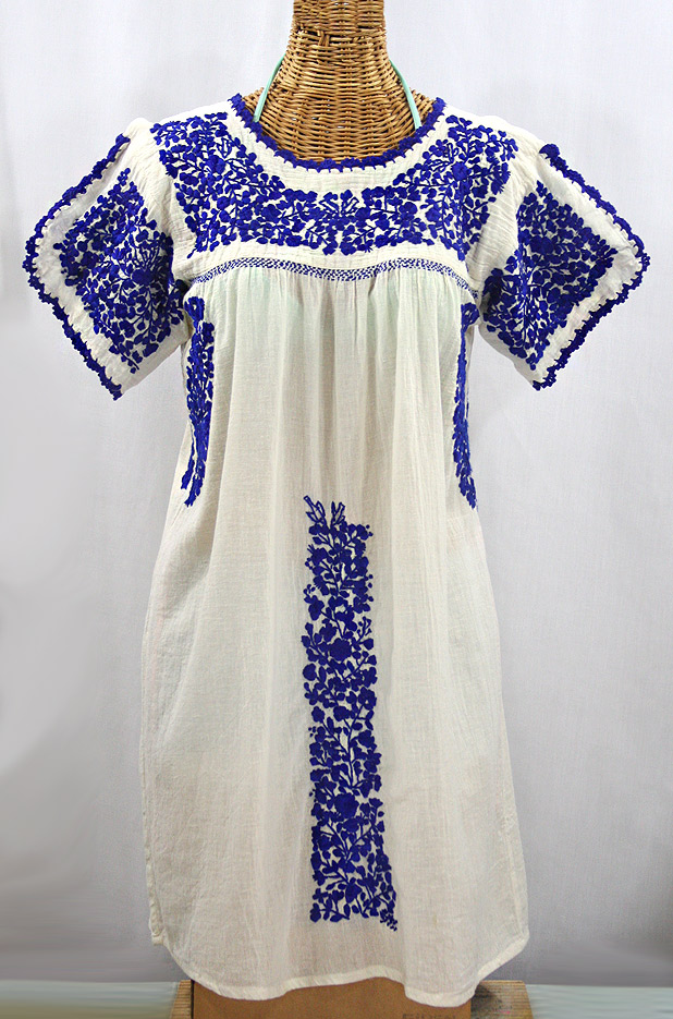 blue embroidered dress