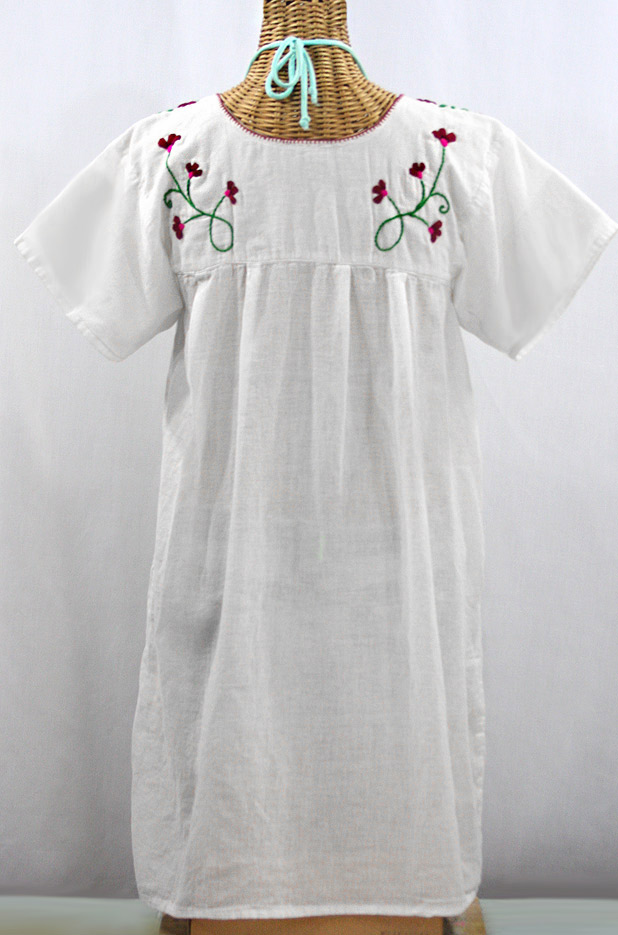 "La Poblana" Open Sleeve Embroidered Mexican Dress - White + Multi