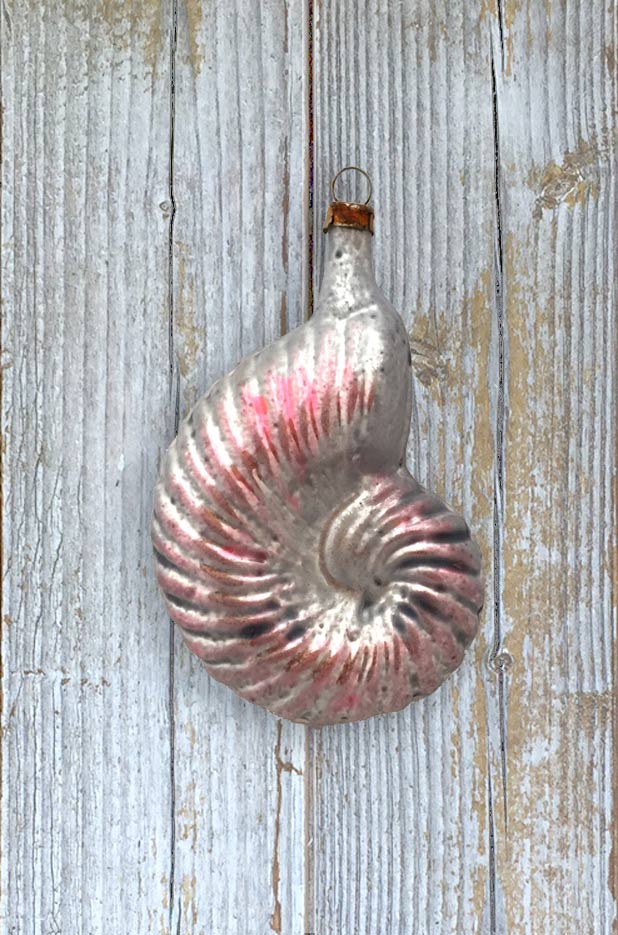 PInk Sea Shell Blown Glass Ornament