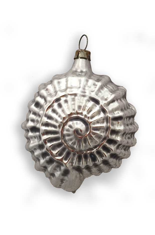 Silver Sea Shell Blown Glass Ornament