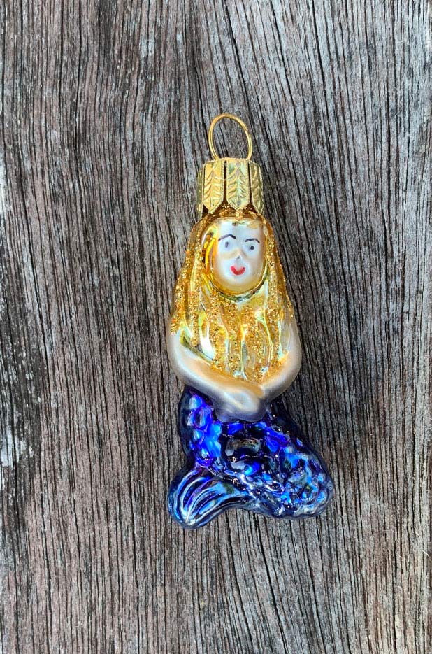 Mini Mermaid Blown Glass Siren Christmas Ornament