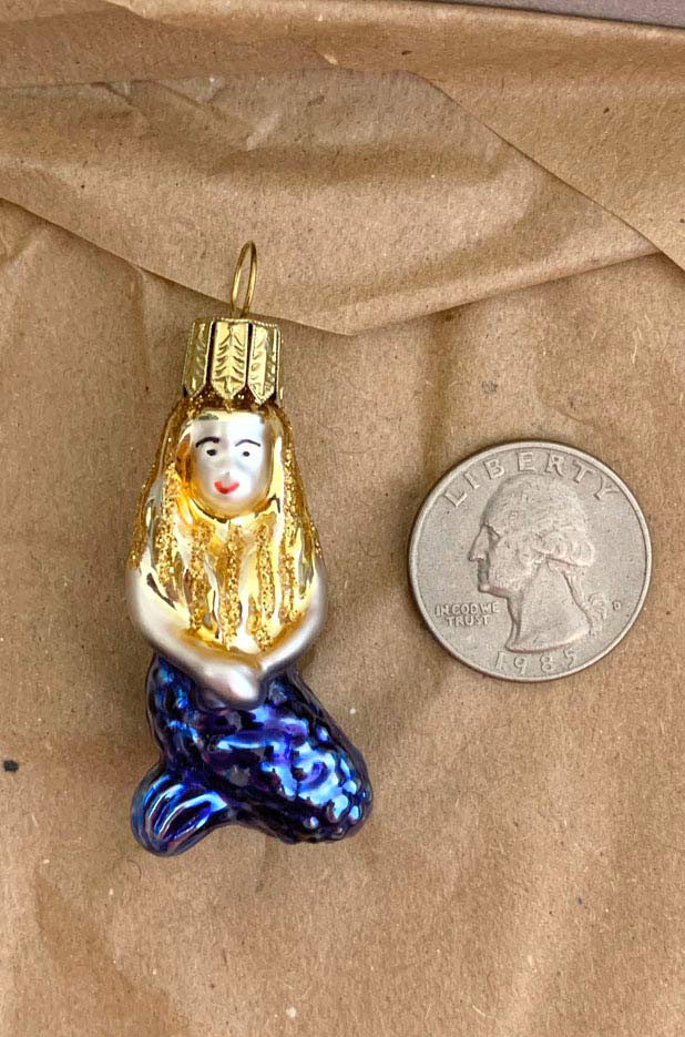 Mini Mermaid Blown Glass Siren Christmas Ornament