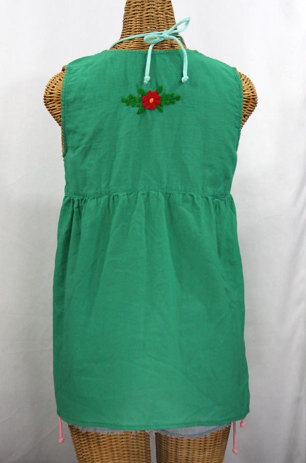 "La Pasea" Embroidered Mexican Style Peasant Top -Green + Fiesta