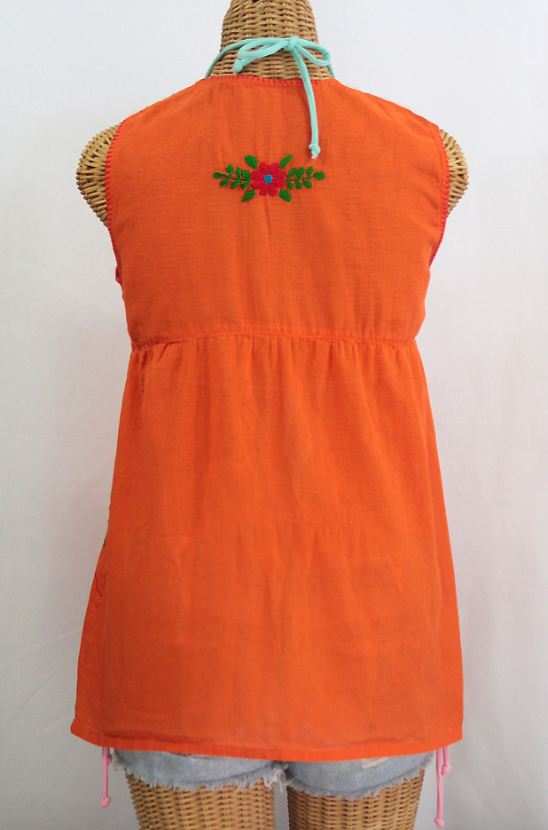 "La Pasea" Embroidered Mexican Style Peasant Top -Orange