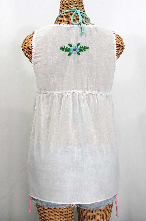 "La Pasea" Embroidered Mexican Style Peasant Top -White + Fiesta
