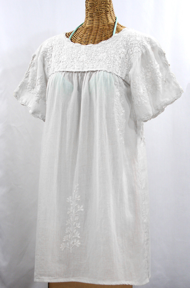 "La Primavera" Embroidered Mexican Dress - All White