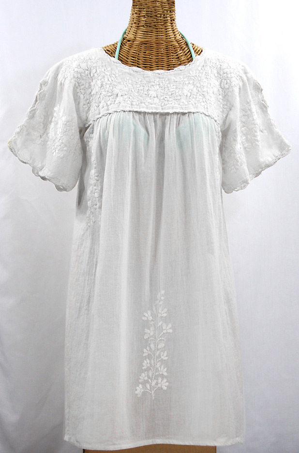 "La Primavera" Embroidered Mexican Dress - All White