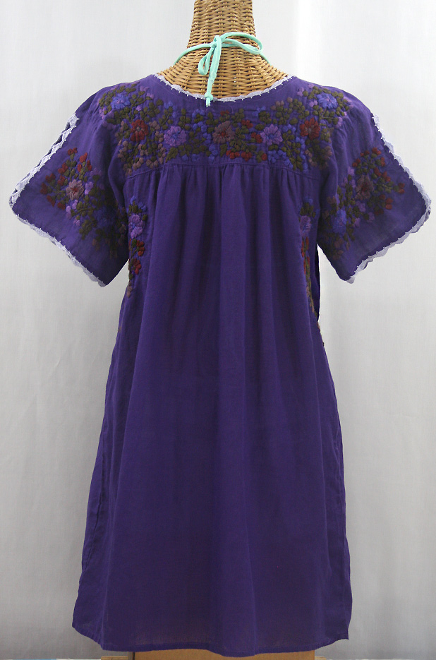 "La Primavera" Embroidered Mexican Dress - Purple + Deep Jewel