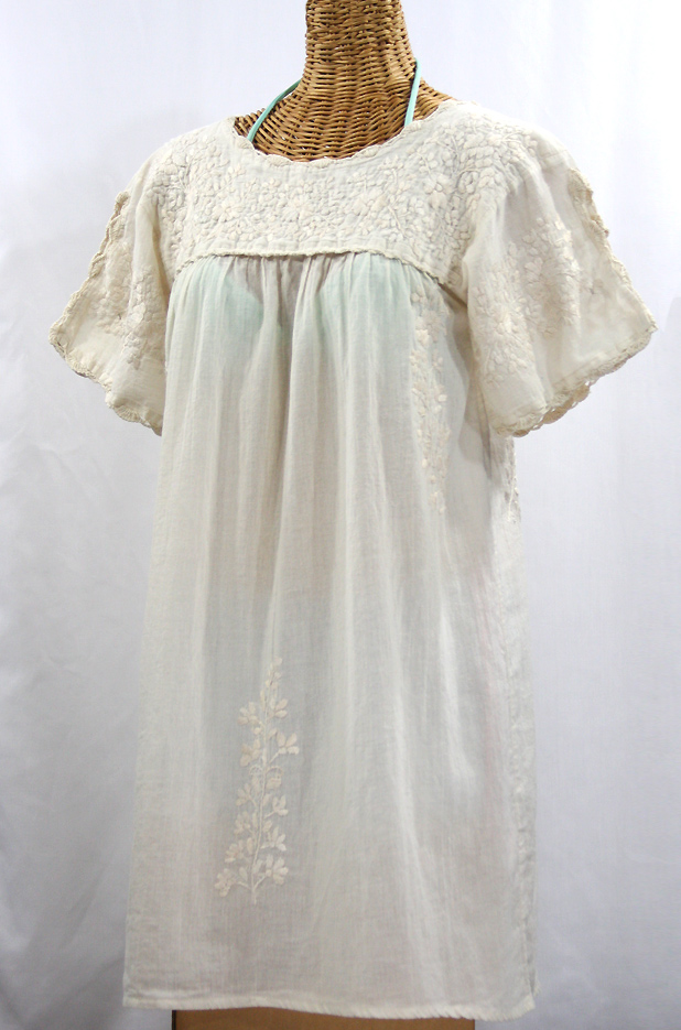 "La Primavera" Embroidered Mexican Dress - Off White