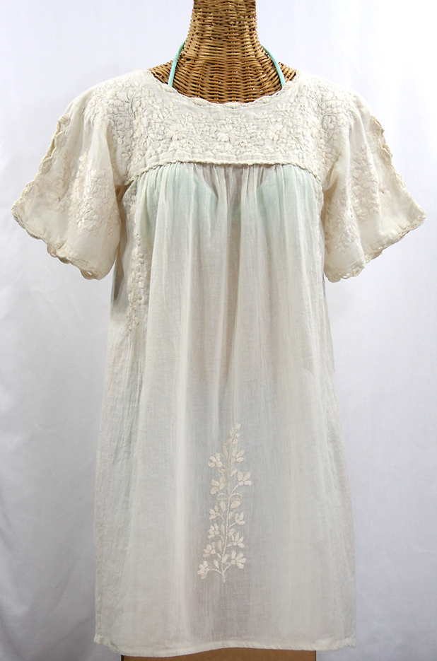 "La Primavera" Embroidered Mexican Dress - Off White