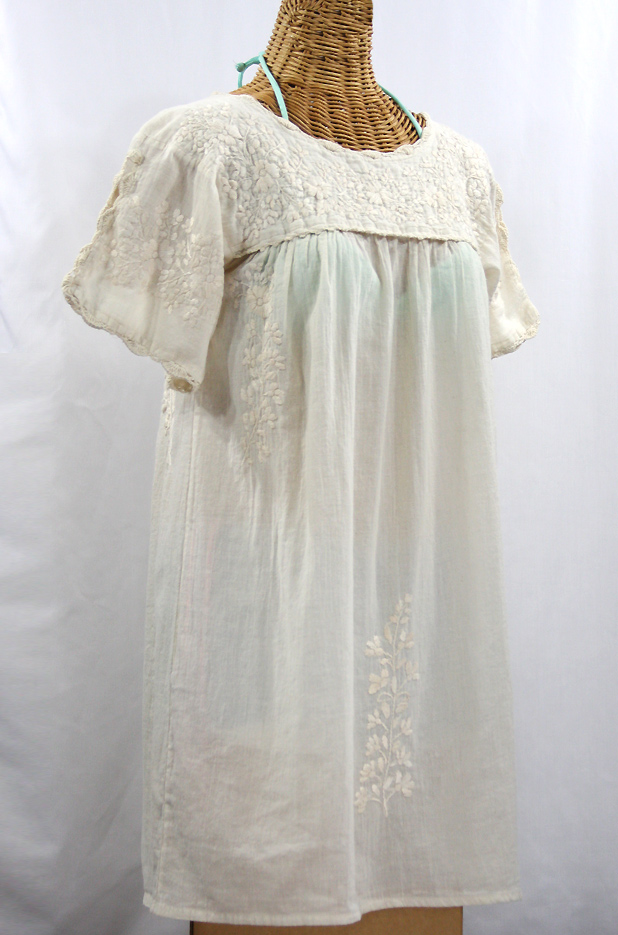 "La Primavera" Embroidered Mexican Dress - Off White