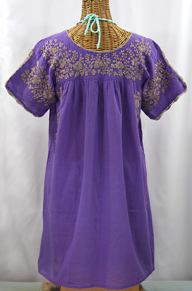 "La Primavera" Embroidered Mexican Dress - Purple + Cocoa