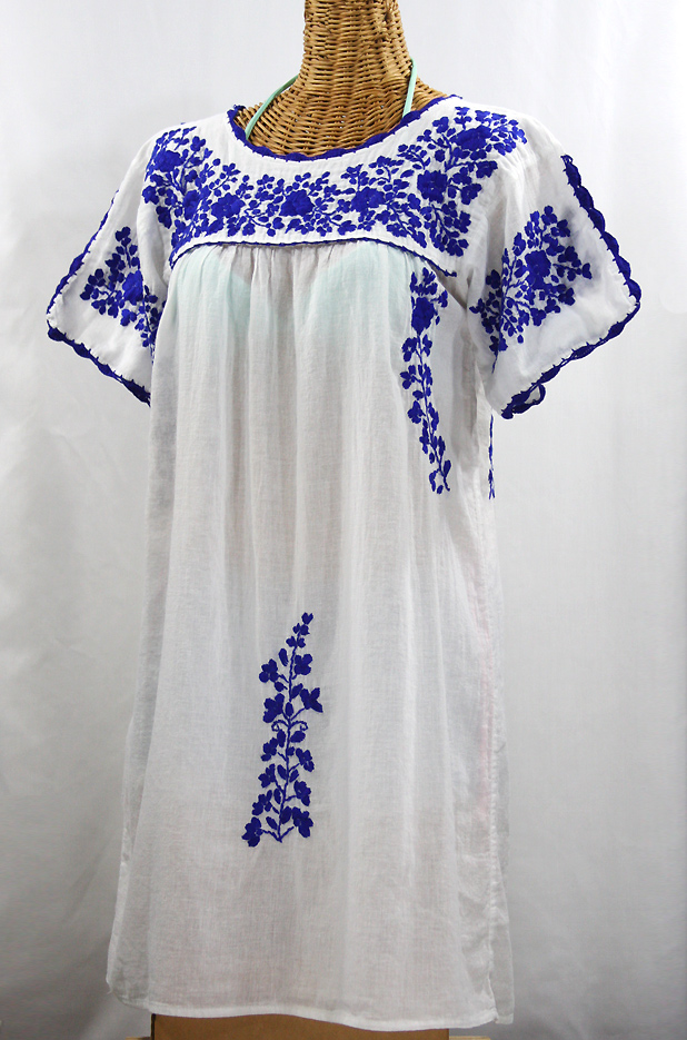 blue embroidered dress