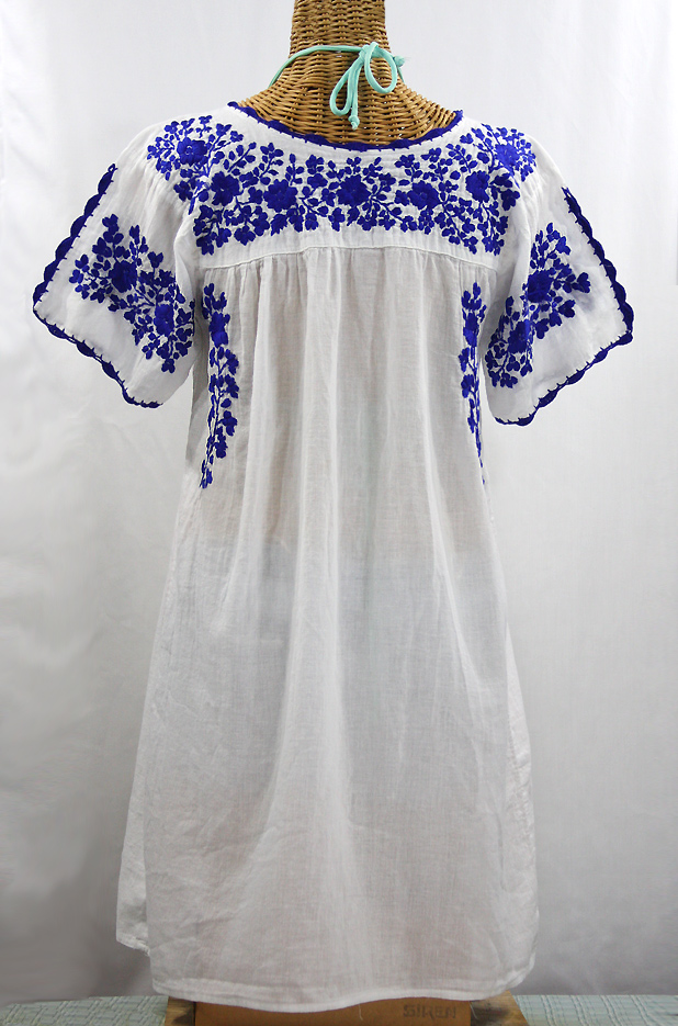 White Dress With Blue Embroidery Cheap ...