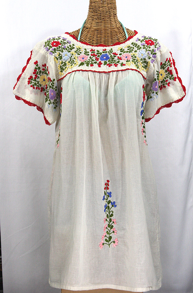 "La Primavera" Embroidered Mexican Dress - Off White