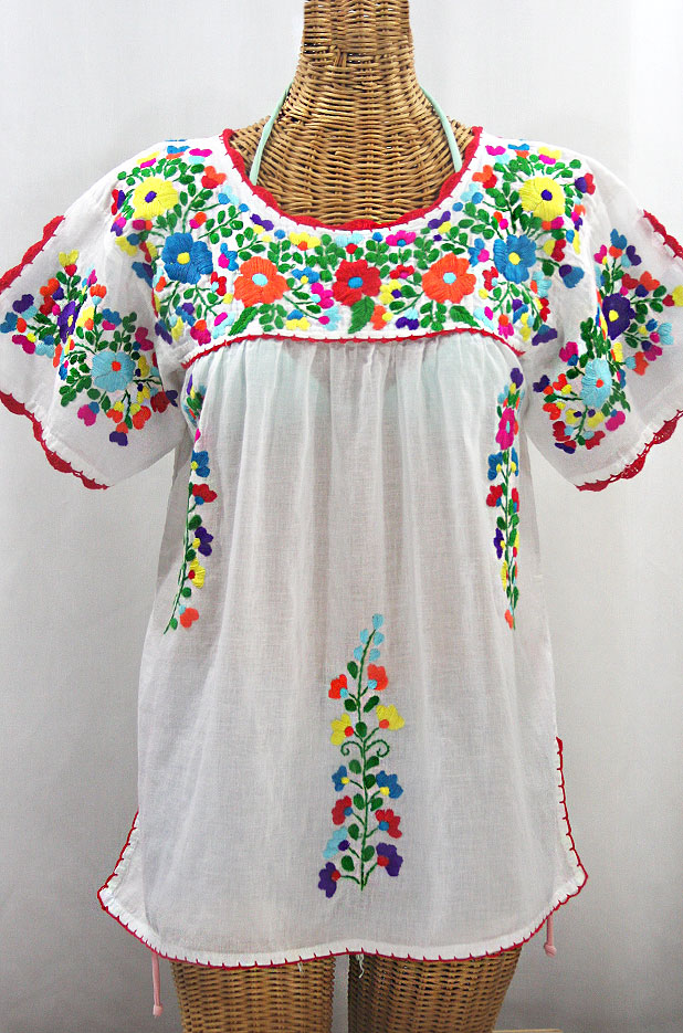 "La Primavera Top" Crochet Split Sleeve Embroidered Blouse
