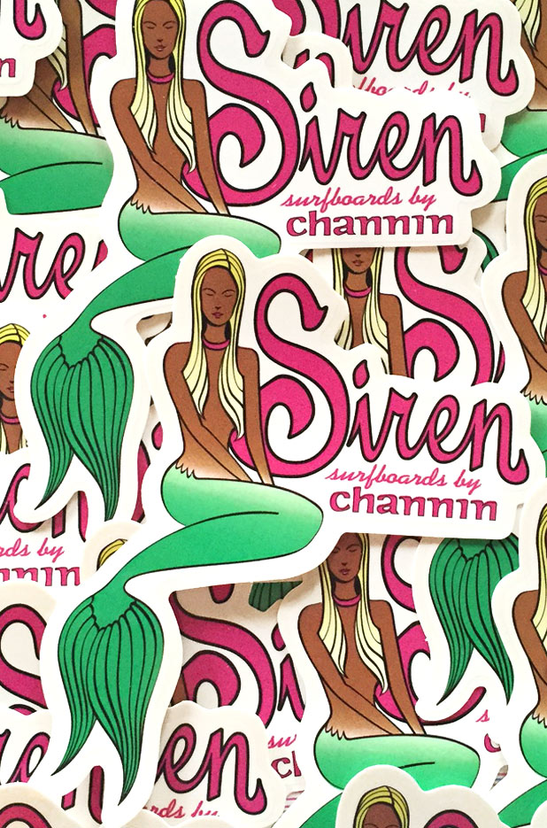 "Siren Surfboards by Channin" Mermaid Sticker