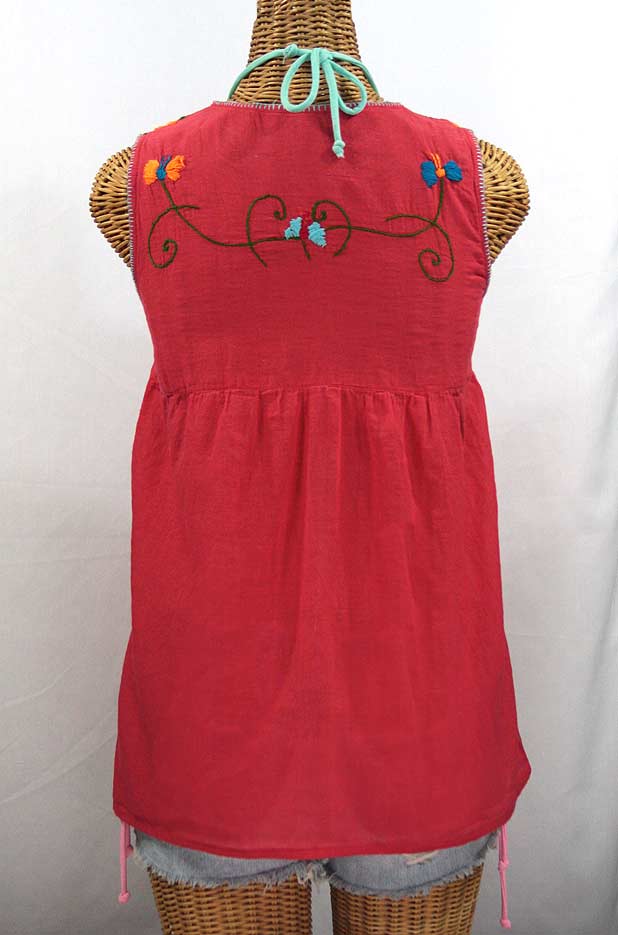 "La Sirena" Embroidered Mexican Style Peasant Top - Coral + Fiesta