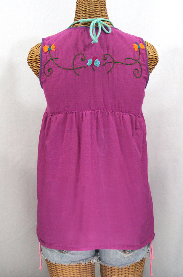 "La Sirena" Sleeveless Mexican Blouse -Fuchsia + Fiesta