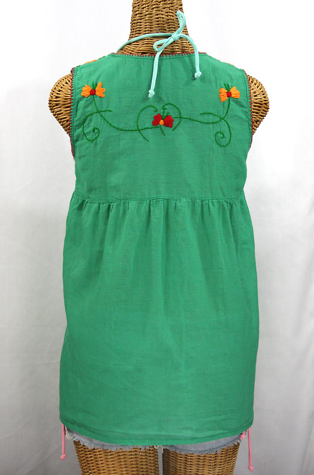 "La Sirena" Embroidered Mexican Style Peasant Top - Green + Fiesta