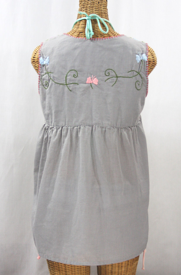 "La Sirena" Sleeveless Mexican Blouse -Grey + Multi