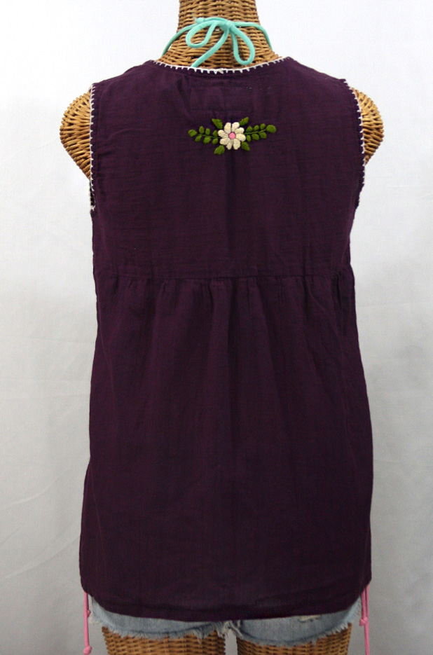 "La Pasea" Embroidered Mexican Style Peasant Top -Plum