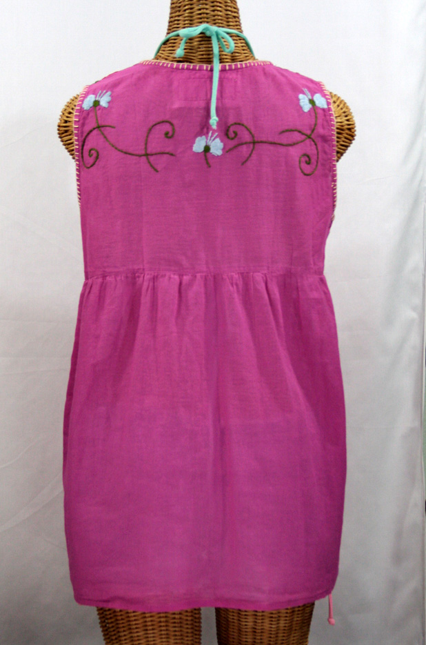"La Sirena" Embroidered Mexican Style Peasant Top -Pink